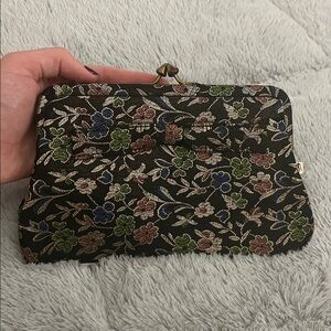 Floral Black Clutch Bag